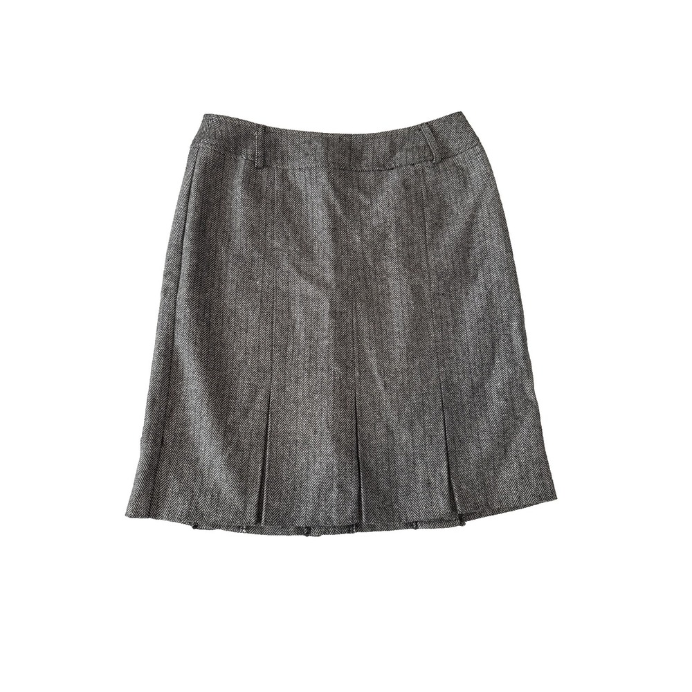 Dressbarn Herringbone Wool Blend Pleated Skirt 6 Academia Quiet‎ Luxury Preppy